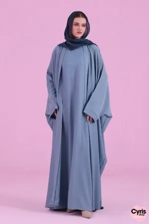 Flowy Farasha Cut Abaya - Sky Blue — view 5