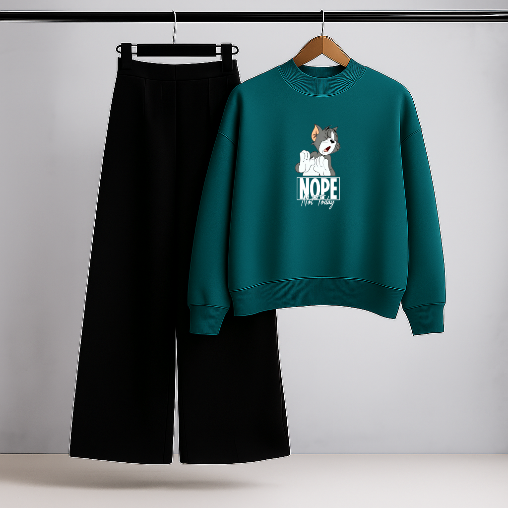 Nope Tom Teal Sweatshirt & Trouser Combo