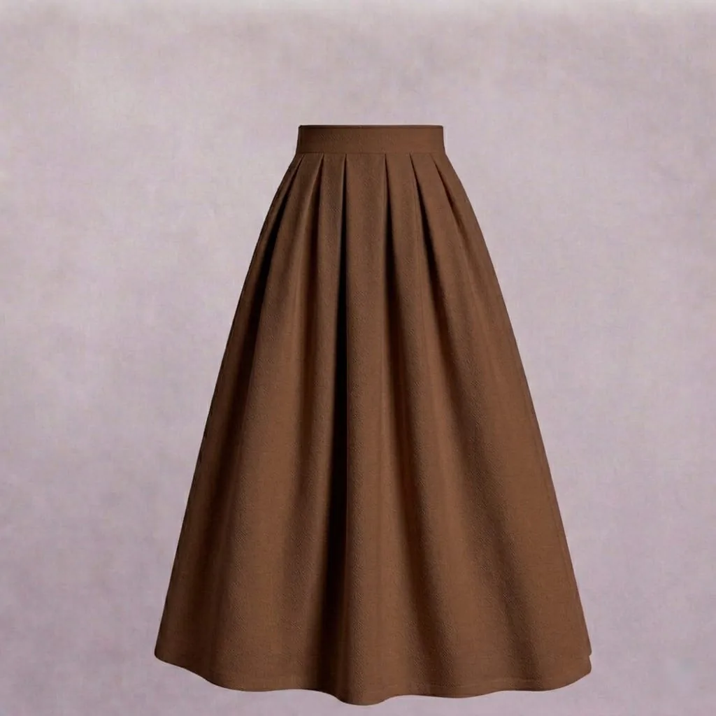 Nut pudding brown pleated skirt