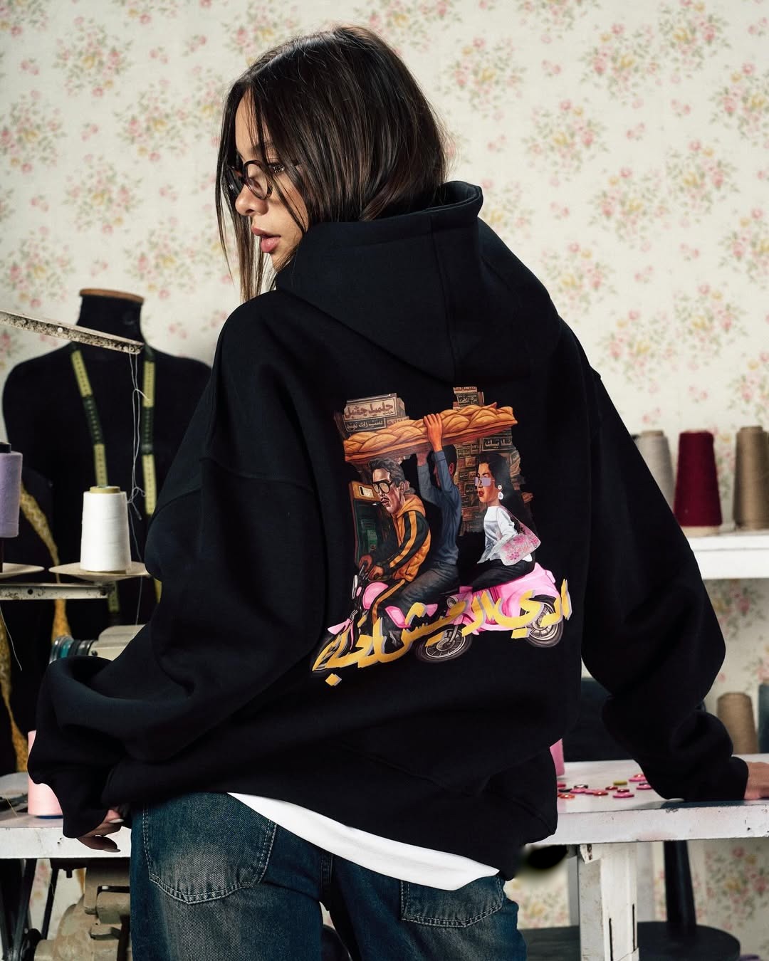 Urban Ride Graphic Hoodie – Black